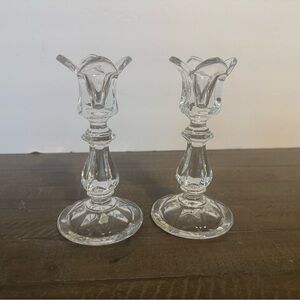 Vintage Gorham Crystal Tulip Floral Candlestick Holders West Germany Home decor